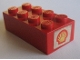 Part No: 3001oldpb09  Name: Brick 2 x 4 with Shell Logo I Pattern on Both Ends (Stickers) - Sets 642-1 / 673-1