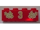 Part No: 3001pb044  Name: Brick 2 x 4 with Gold Holly and  '3' Pattern