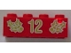 Part No: 3001pb053  Name: Brick 2 x 4 with Gold Holly and '12' Pattern