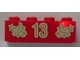Lot ID: 329649791  Part No: 3001pb054  Name: Brick 2 x 4 with Gold Holly and '13' Pattern