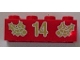 Lot ID: 339452074  Part No: 3001pb055  Name: Brick 2 x 4 with Gold Holly and '14' Pattern