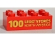 Lot ID: 401907482  Part No: 3001pb100  Name: Brick 2 x 4 with '100 LEGO STORES NORTH AMERICA' Pattern
