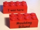 Lot ID: 140768716  Part No: 3001pb110  Name: Brick 2 x 4 with Kornmarken Factory Tour Black 'I was here' and 'Moulding Billund' Pattern on Opposite Sides