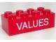 Part No: 3001pb185  Name: Brick 2 x 4 with 'VALUES' Pattern
