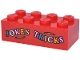 Part No: 3001pb210 Name: Brick 2 x 4 with 'JOKES TRICKS' Pattern (Sticker) - Set 76457 Part No: 3001pb210 Name: Brick 2 x 4 with 'JOKES TRICKS' Pattern (Sticker) - Set 76457