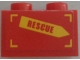 Part No: 3004pb157R  Name: Brick 1 x 2 with 'RESCUE' on Yellow Arrow Pattern Model Right Side (Sticker) - Set 60010