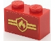 Lego part: Brick 1 x 2 with Bright Light Yellow Fire Logo Badge and Stripes Pattern (Sticker) - Set 40347