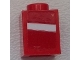 Part No: 3005pb034R  Name: Brick 1 x 1 with White Stripe on Red Background Pattern Model Right Side (Sticker) - Set 75876