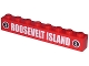 Part No: 3008pb105  Name: Brick 1 x 8 with White 'ROOSEVELT ISLAND' and '1' in Black Circle Pattern (Sticker) - Set 4852