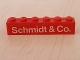Part No: 3009pb069  Name: Brick 1 x 6 with White 'Schmidt & Co.' Text on Red Background Pattern (Sticker) - Set 1601