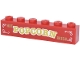 Part No: 3009pb278  Name: Brick 1 x 6 with Gold and White 'HOT POPCORN FRESH' and Filigree Pattern (Sticker) - Set 43302