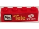 Lot ID: 252000327  Part No: 3010pb184R  Name: Brick 1 x 4 with Octan Logo, 'Tele', and 'CB' Pattern Model Right Side (Sticker) - Set 60084