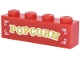 Part No: 3010pb382  Name: Brick 1 x 4 with Gold and White 'POPCORN' and Filigree Pattern (Sticker) - Set 43302