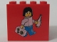 Part No: 30144pb007  Name: Brick 2 x 4 x 3 with Female Minifigure with Bottle and Suitcase with Euro Coins Pattern (Legoland Deutschland Deposit Brick)
