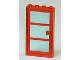 Part No: 30179c04  Name: Door, Frame 1 x 4 x 6 with 4 Holes on Top and Bottom with Red Door with 3 Panes and Square Handle with Fixed Trans-Light Blue Glass (30179 / x39c01)