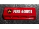 Part No: 30413pb032  Name: Panel 1 x 4 x 1 with Flame on Black Shield Fire Logo Badge, White 'FIRE 60001' Pattern (Sticker) - Set 60001