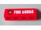 Part No: 30413pb033L  Name: Panel 1 x 4 x 1 with Flame on Black Shield Fire Logo Badge, White 'FIRE 60004' Pattern Model Left Side (Sticker) - Set 60004
