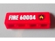 Part No: 30413pb033R  Name: Panel 1 x 4 x 1 with Flame on Black Shield Fire Logo Badge, White 'FIRE 60004' Pattern Model Right Side (Sticker) - Set 60004