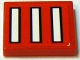 Part No: 3068pb0066  Name: Tile 2 x 2 with 3 White Bars with Black Outline on Red Pattern (Sticker) - Set 2556