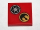 Lot ID: 61929719  Part No: 3068pb0474  Name: Tile 2 x 2 with Black and Silver SW Imperial Logo, SW Rebel Alliance Symbol on Gold Circle Pattern