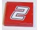 Part No: 3068pb1066  Name: Tile 2 x 2 with Number 2 White with Black Outline on Red Background Pattern (Sticker) - Set 8168