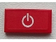 Part No: 3069pb0392  Name: Tile 1 x 2 with Power Button on Red Background Pattern  (Sticker) - Set 60051