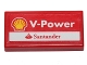 Lot ID: 390866183  Part No: 3069pb0419  Name: Tile 1 x 2 with Shell 'V-Power' and Santander Logo Pattern (Sticker) - Set 40190