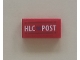 Lot ID: 406641574  Part No: 3069pb0828  Name: Tile 1 x 2 with 'HLC' Heart 'POST' and Black Lines Pattern (Sticker) - Set 41310
