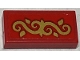 Part No: 3069pb1021  Name: Tile 1 x 2 with Gold Scrollwork on Red Background Pattern (Sticker) - Set 40499