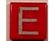 Part No: 3070pb013  Name: Tile 1 x 1 with Silver Capital Letter E Pattern