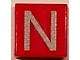 Part No: 3070pb022  Name: Tile 1 x 1 with Silver Capital Letter N Pattern