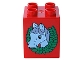 Part No: 31110pb015  Name: Duplo, Brick 2 x 2 x 2 with Horse Head and Wreath Pattern