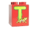 Part No: 31110pb062  Name: Duplo, Brick 2 x 2 x 2 with Letter T and Tiger Pattern