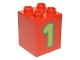 Part No: 31110pb073  Name: Duplo, Brick 2 x 2 x 2 with Number 1 Lime Pattern