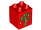 Lot ID: 390182921  Part No: 31110pb124  Name: Duplo, Brick 2 x 2 x 2 with Green Vine with 3 Red Tomatoes Pattern (10819)