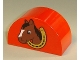 Part No: 31213pb019  Name: Duplo, Brick 2 x 4 x 2 Slope Curved Double with Horse Head in Horseshoe Pattern