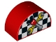 Lot ID: 281497324  Part No: 31213pb032  Name: Duplo, Brick 2 x 4 x 2 Slope Curved Double with Checkered Flag and Crossed Tools with Mouse Ears Pattern