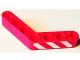 Part No: 32348pb017L  Name: Technic, Liftarm, Modified Bent Thick 1 x 7 (4 - 4) with Red and White Danger Stripes Pattern Model Left Side (Sticker) - Set 8071