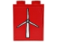 Part No: 3245bpb31  Name: Brick 1 x 2 x 2 with Inside Axle Holder with White Wind Turbine Pattern on Red Background (Sticker) - Set 7747