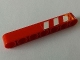 Part No: 32524pb020L  Name: Technic, Liftarm Thick 1 x 7 with Red and 3 White Danger Stripes on Upper Half Pattern Model Left Side (Sticker) - Set 8289
