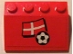 Part No: 3297pb003  Name: Slope 33 3 x 4 with Flag of Denmark and Soccer Ball on Red Background Pattern (Sticker) - Set 3407