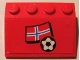 Part No: 3297pb004  Name: Slope 33 3 x 4 with Flag of Norway and Soccer Ball on Red Background Pattern (Sticker) - Set 3407