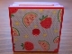 Part No: 33031pb11  Name: Container, Box 3 1/2 x 3 1/2 x 1 1/3 with Hinged Lid with Strawberries and Watermelon Pattern (Sticker) - Set 3270