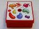 Part No: 33031pb13  Name: Container, Box 3.5 x 3.5 x 1.3 with Hinged Lid with Paint Box Pattern (Sticker) - Set 3142