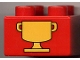 Part No: 3437pb007  Name: Duplo, Brick 2 x 2 with Trophy Cup Pattern