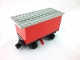 Part No: 3443c02  Name: Train Battery Box Car with Three Contact Holes, Red Switch Lever, Black Magnets, Black Wheels, and Light Gray Roof