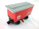 Part No: 3443c02pb01  Name: Train Battery Box Car with Three Contact Holes, Red Switch Lever, Black Magnets, Black Wheels, and Light Gray Roof with 'DB 7722' Pattern on Both Sides (Stickers) - Set 7722