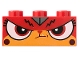Part No: 3622pb098  Name: Brick 1 x 3 with Cat Face with Bright Light Orange Muzzle, Frown, Narrow Eyes Pattern (Angry Kitty)