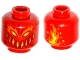Lot ID: 403260075  Part No: 3626cpb1645  Name: Minifigure, Head Alien Lava Monster with Dark Red, Yellow, and Orange Eyes and Smile, Flames on Back Pattern - Hollow Stud