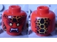 Part No: 3626cpb1672  Name: Minifigure, Head Alien Lava Monster with Yellow Eyes, Black Rocks, and Open Mouth with Fangs Pattern - Hollow Stud